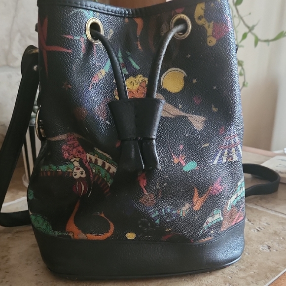 Piero Guidi Handbags - Piero Guidi Circus Theme Colorful Drawsting Hobo Bag
